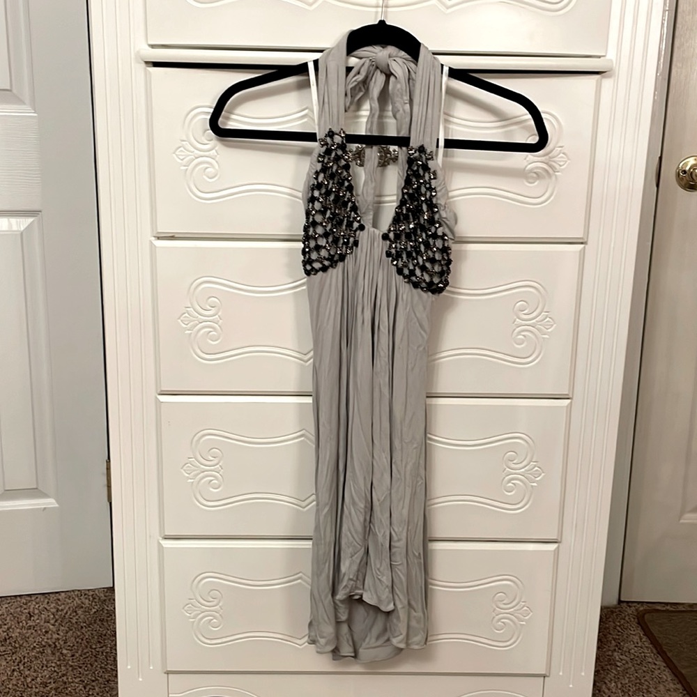 Sky size XS halter dress with jeweled detail